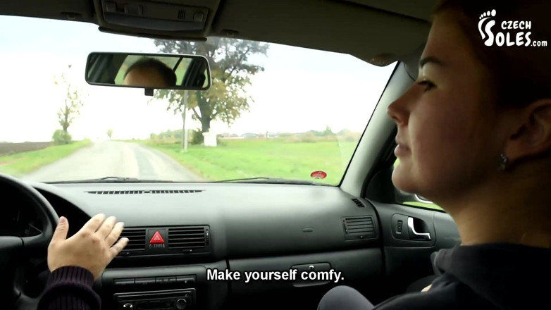 Czech Soles - foot fetish content: Her big smelly feet in car are a turn on