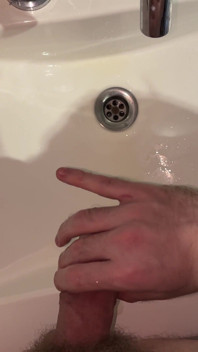 Accidental Golden Shower on My Hand While Pissing in Sink & Cumshots