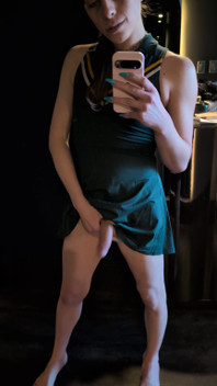 Cute Fem Has a Surprise Under Her Skirt