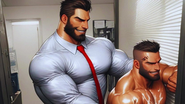 Real narrated fantasy Hentai: Hete homo groepsseks op kantoor met de baas die hun...