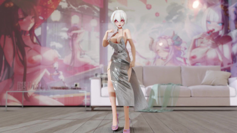 MikuMotion: Iu-lila sukienka striptiz