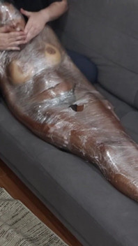 Luana Wrapped in Plastic Film. Tickling, Bastinado and Imposed Orgasms!