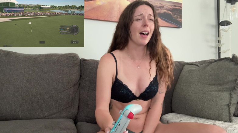 Nadia Foxx: Gaming Pga2k While Trying Not to Cum!!