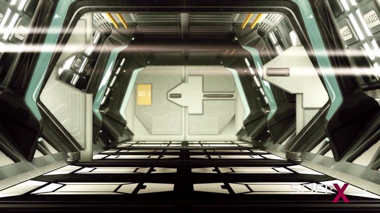 SciFi-X: Sex in einem raumschiff. Vollbusiges weltraum-mädchen in handschellen wird von...