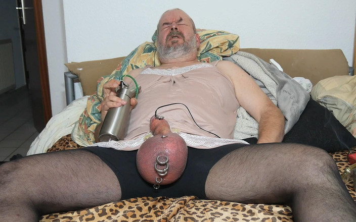 Qualzucht: 나는 전기 자극으로 음낭을 팽창시킵니다!