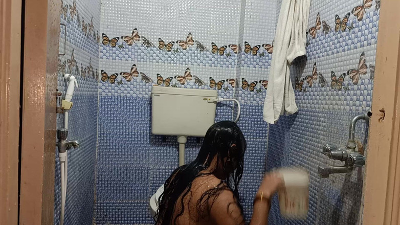 Telugu Couple: Dikke kont Telugu Hyderabadi Indische vrouw in de douche