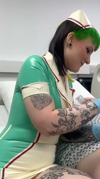 Nurse Ruby's Sounding Exam - Sizing up Her Patient's Tiny Urethra