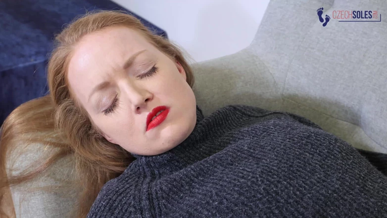 Czech Soles - foot fetish content: Ginger's Hurting, Smelly and Sweaty Big Feet
