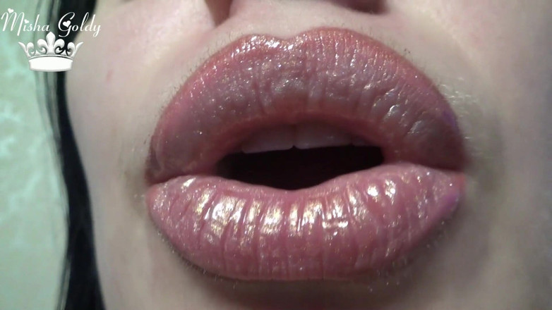 Goddess Misha Goldy: Lippenglanz-fetisch &amp; anbetung