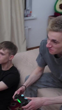 Juicy fucking of two twinkies , the twink lost the argument and sucked a guy with a big dick