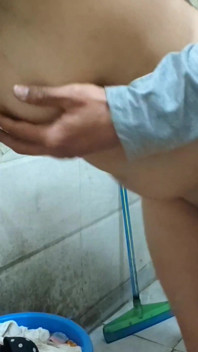 Bhabhi Fucked While Washing Clothes in the Bathroom Risky Outdoor