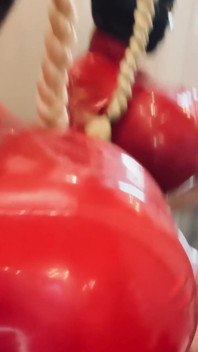 Anyone Is a Fan of Shiny Red Latex? I Know You Want to Cum All Over My Huge Tits