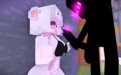 Minecraft 色情动画 - 女孩吮吸 enderman 的鸡巴
