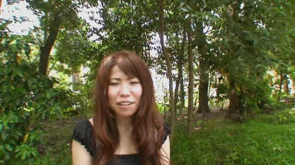 Asian Addiction: Beautiful granny walking through the woods is convinced to come...