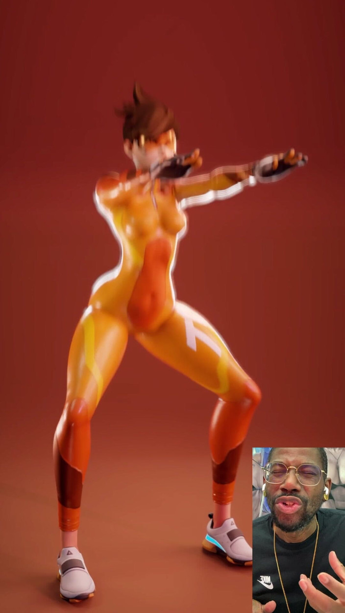 Good news media: Tracer ejercitando su coño cachonda para bbc