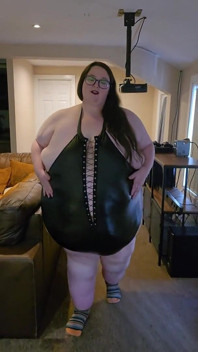 Sexy SSBBW Ass and Belly Walking in Leather Suit Part 2