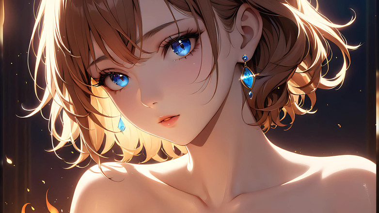 LustRender: 火の粉のキス:小さな炎に照らされた美しい若い女性