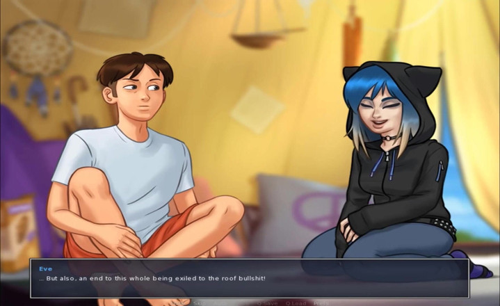 Hentai World: Summertime saga - fuck students roof night
