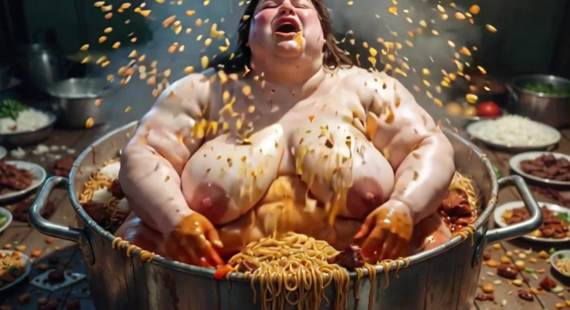 YOUR BEST FANTASY: Massive SSBBW Naked Eating Food Like Crazy - Hairy Pussy Exposed