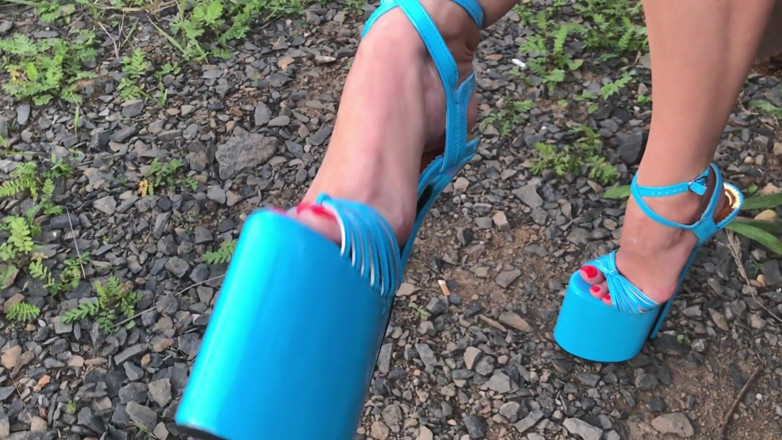 Goddess Lena: Extreme blue high heels