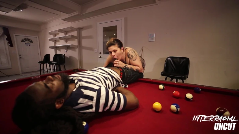 Interracial uncut: White BBW Bent Over the Pool Table by BBC
