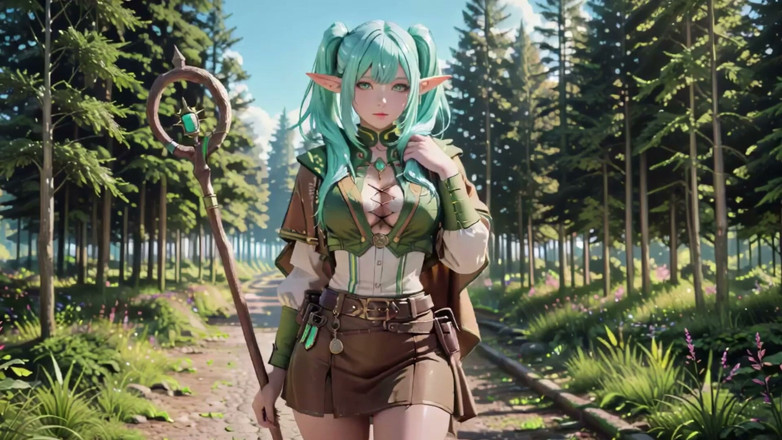 Seraphina Vale: Forest Fantasy! Blue Elf Kneeling, Green Elf Teasing, Sun-dappled Magic &amp;...