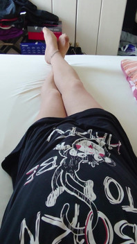 Nylonjunge in the Nightgown and Tights in Bed