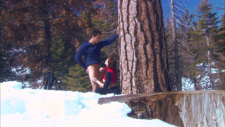 Tight little babes: Busty brunette girlfriend gets fucked on the snow field