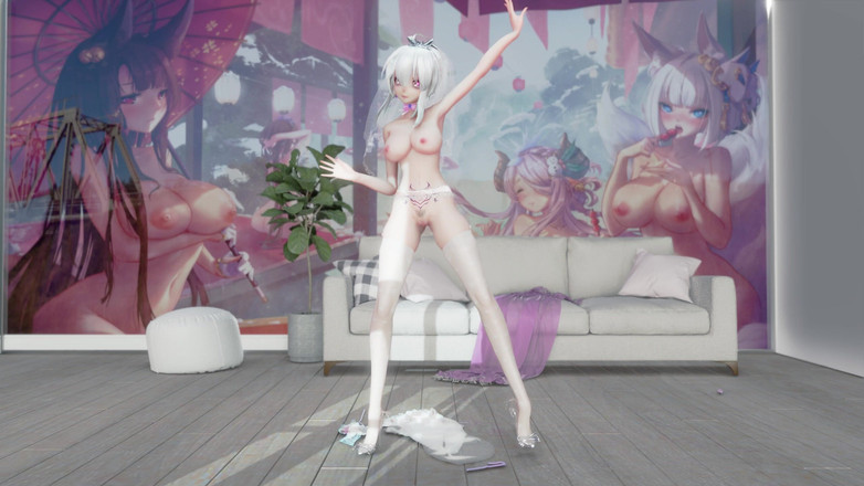 MikuMotion: Nemohu mě zastavit v bílých punčochách. Erotické svatební šaty; Striptýz