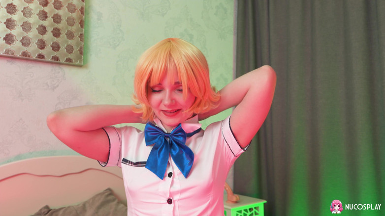 Nu Cosplay: Purr simona đấu với dương vật giả dài tĩnh vật giả