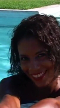 Priska Farel: Priska Farel Plays the Cat by the Pool. This Is so Cute