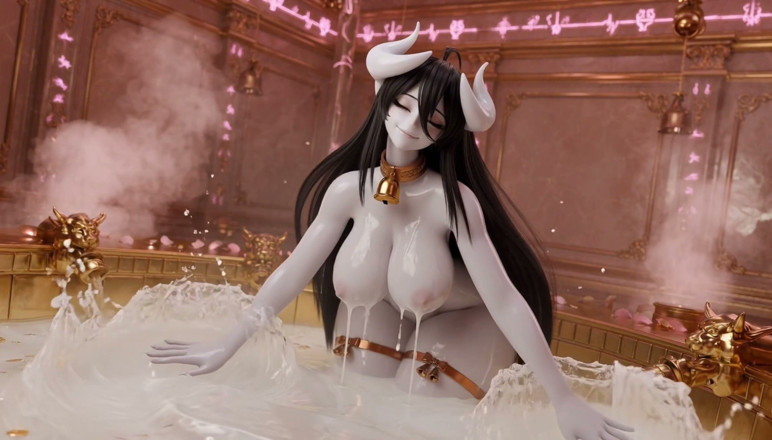 Stories&Anime: Albedo Demon queen bath episodio 3 - enormi tette insaponate e figa...