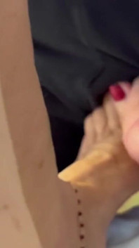 Cum on Stepaunt's Feet with Red Nails and Anklet JOI Dirty Talk MILF GILF Footjob