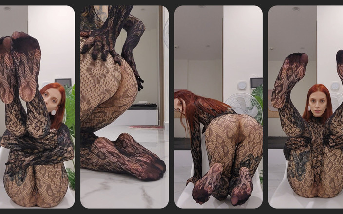 TattoedGirl666: Adorazione Del Piede in Tuta a Rete Nera Trans - Piedi...