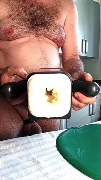 Chubby with Big Fat Cock, Fucking My Ass with Huge Plug, and Handjob Machine