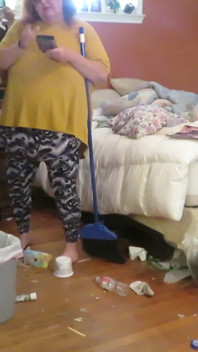 Clean up my room dressed then topless