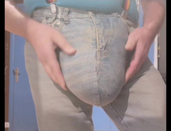 Monster_Meat_: Extreme Big Jeans Bulging on Handmade Jeans