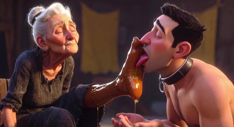YOUR BEST FANTASY: Submissive Slave Licking Wrinkled Feet of Old Ladies