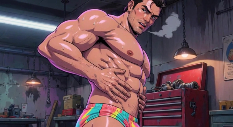 Erotic Man: Ai Muscular Men Mechanic Garage