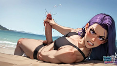 A Transvestite with Purple Hair Is Having a Beachside Cumshot in This Steamy Femboy Porn! thumbnail
