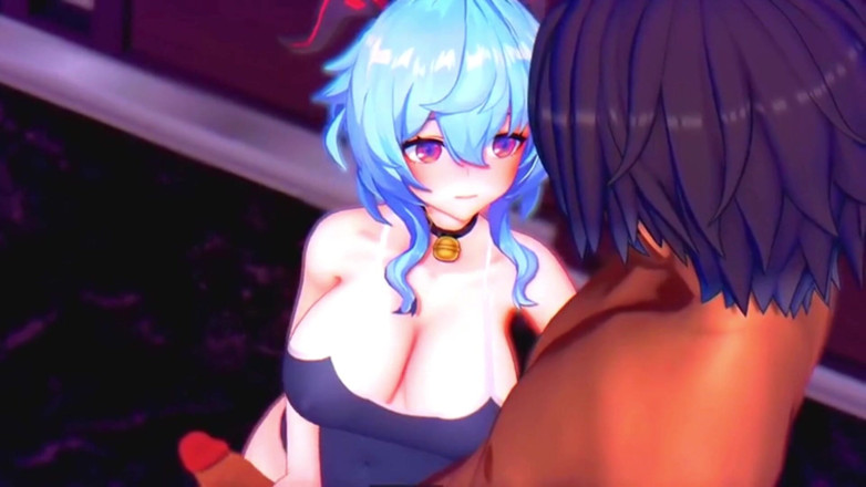 NSFWOtaku: Genshin Impact - Niechlujny obciąganie Ganyu i kobiecy orgazm - animacje Hentai 3D