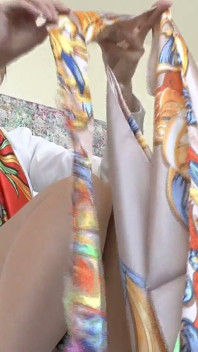 Destroying Shiny Satin Scarves! Watch and Cum All Over the Shredded Fabric at the End! Lady Victoria Valente