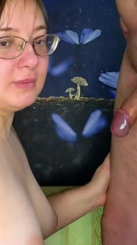 Hot Blowjob by the Fireplace