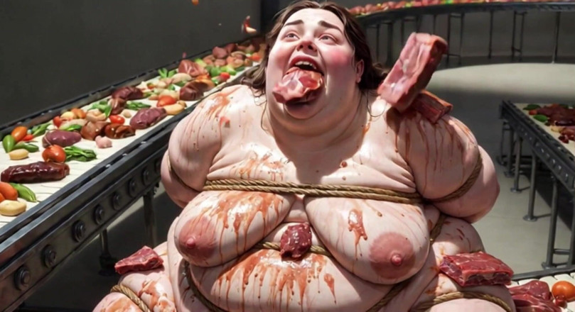 YOUR BEST FANTASY: Humiliated BBW Slave Tied and Stuffing Her Belly Deep