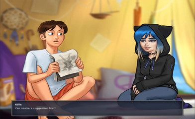 Hentai World: SummerTime Saga - одноклассница с синими волосами юная Eve принимает мою повара