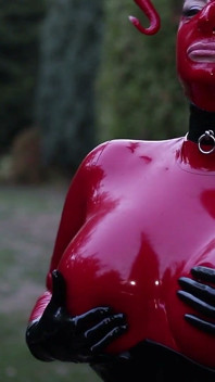 Halloween Special: Red Rubber Devil Playing with Rubber Bound Sub