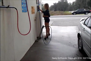 Nasty Girlfriends: Sofia working the car wash in stripper heels