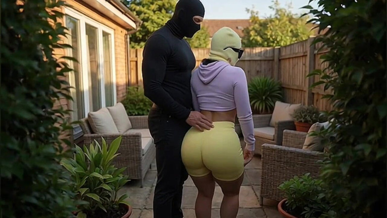 Animate golden: Tall Stepdad Pressing Petite Big Ass Stepdaughter in Backyard