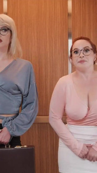 Oopsie -trans Boss Fucks Two Employees Izzy Wilde and Kasey Kei in Elevator