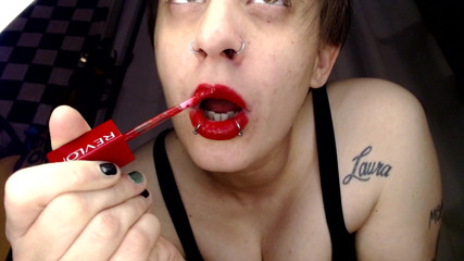 Abby Anna: Thick Red Lipstick Application